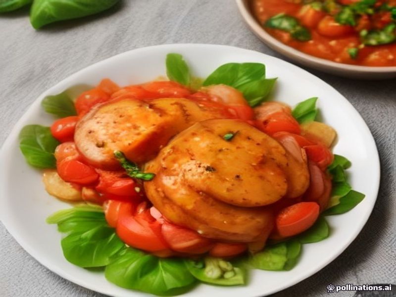 Schweinsmedaillons mit Tomatenwürfeln und Basilikum